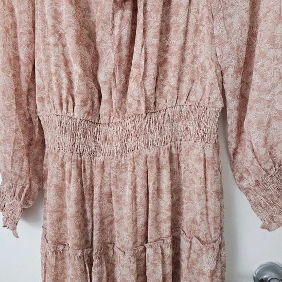 Anthropologie Dress Forum Dusty Rose Floral Tiered Boho Maxi Dress Large NWT - Picture 3 of 16